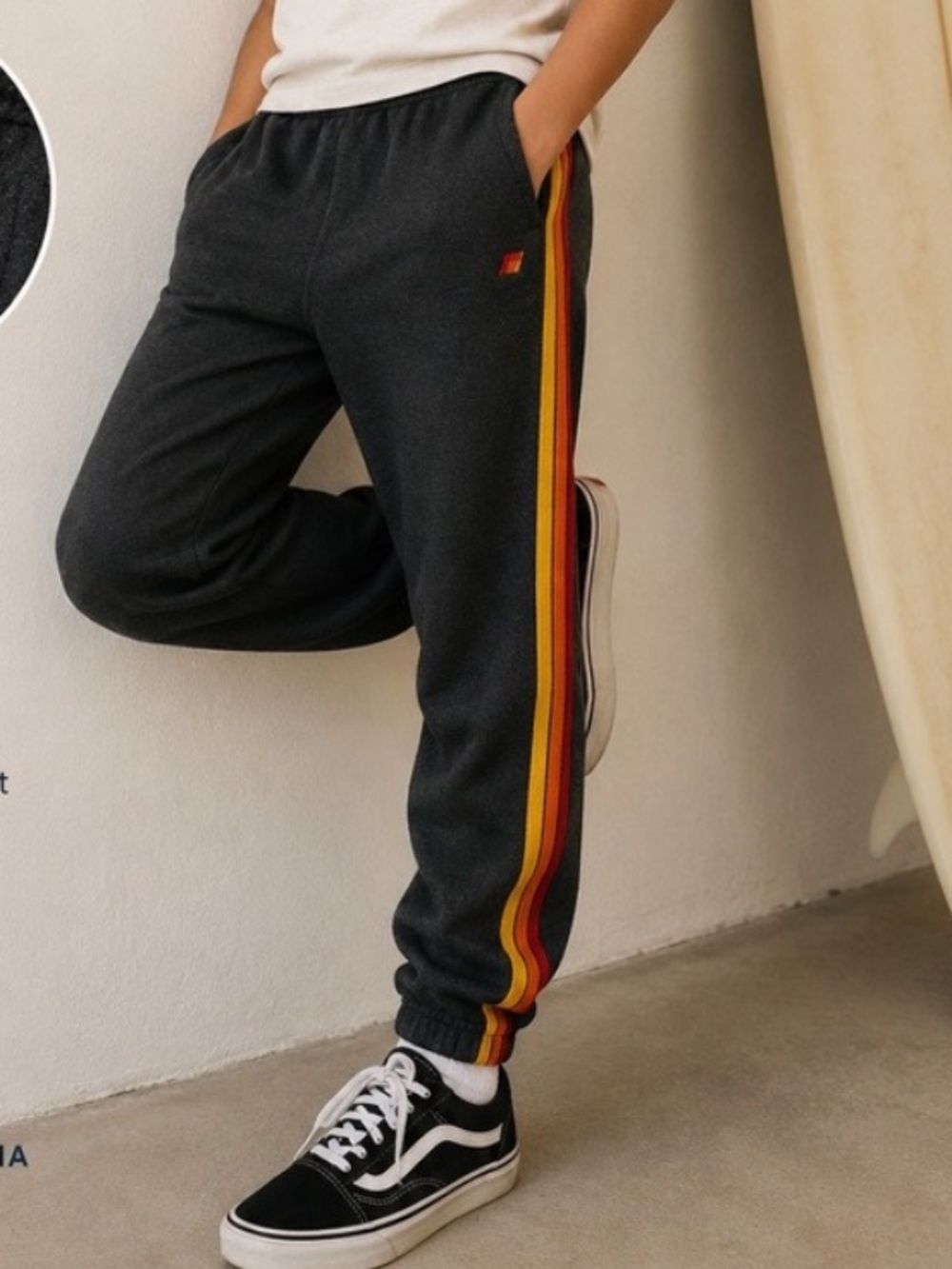 Aviator Nation Kids 5 Stripe Sweatpants Charcoal